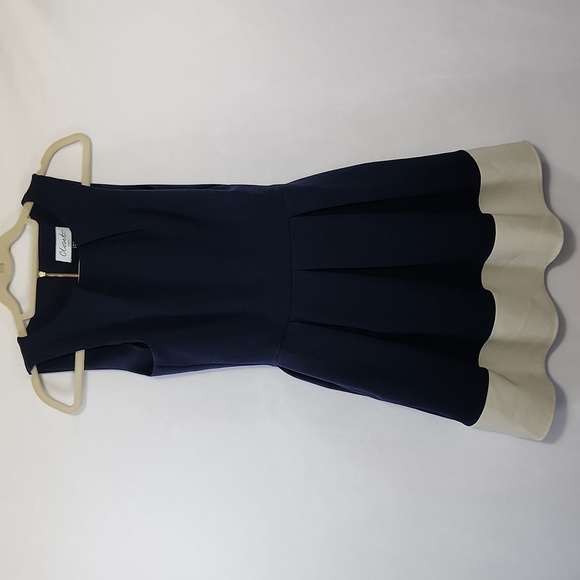 Closet London Womens Be a Lady Navy Fit Flare Pleatied Front A-Line Boat Neck 4 - Picture 5 of 12